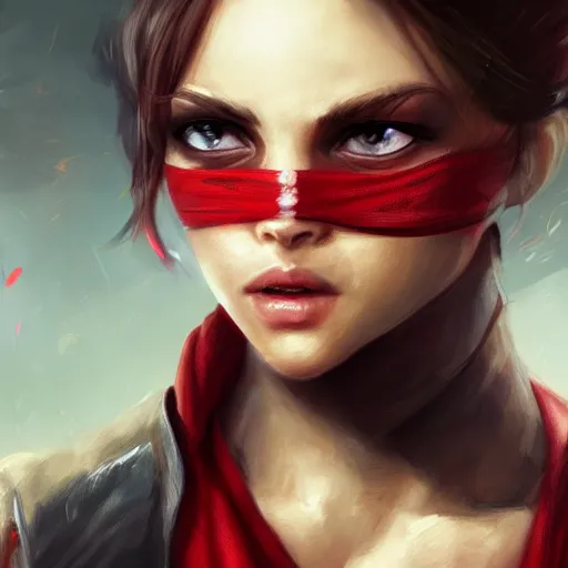 Prompt: portrait of a battle-scarred fantasy ranger wearing a red scarf, artwork by Charlie Bowater, 8k resolution, trending on art station