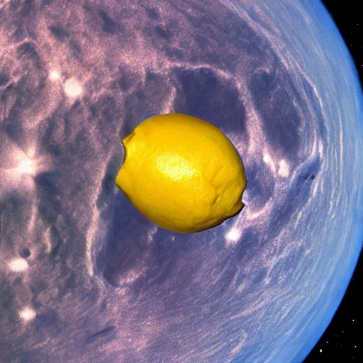 Prompt: planet lemon, photo by hubble telescope