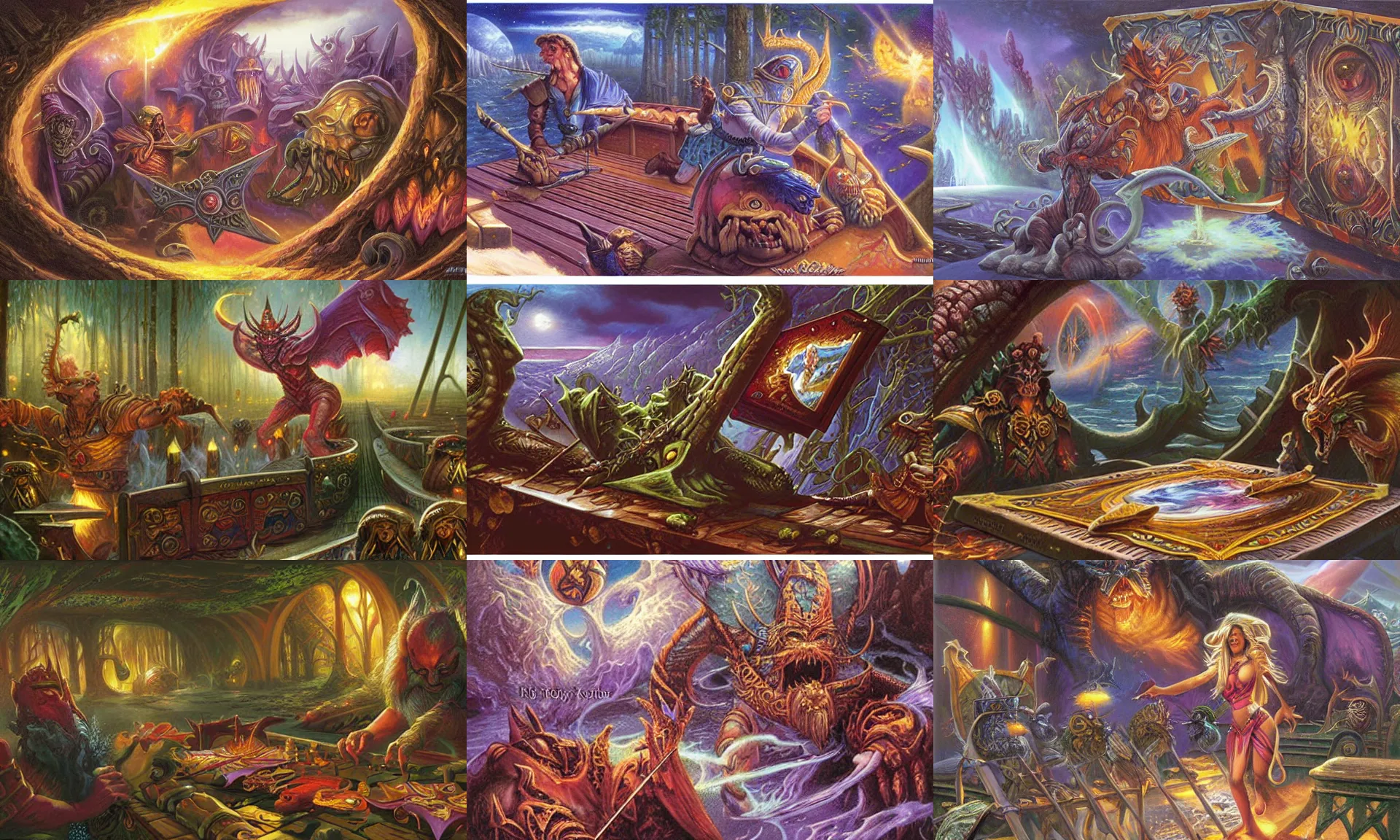 Prompt: the deck of many things, magical cards, fantasy art by alex horley