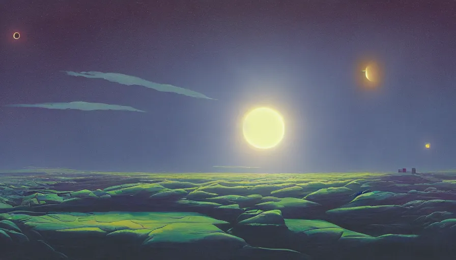 Image similar to solar eclipse, seen from a spaceship near earth, simon stalenhag