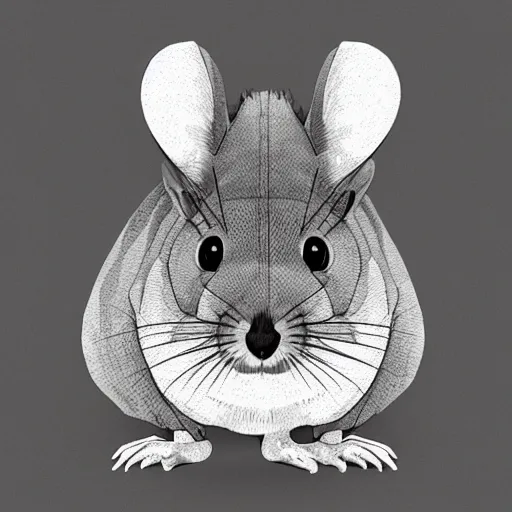 Image similar to low polygon isometric view of a chinchilla