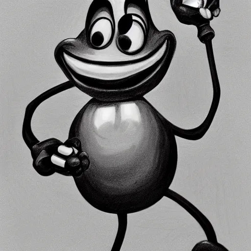 Image similar to concept art of a tomato character with arms and legs, cartoon style, disney style, black and white, pencil drawing, detailed
