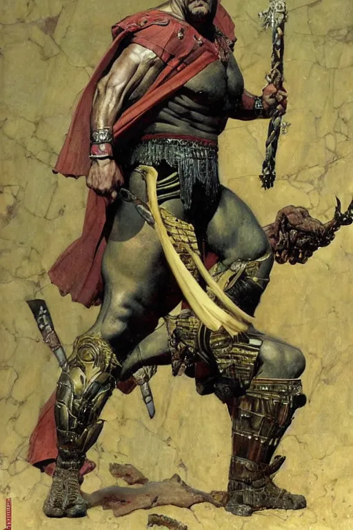 Prompt: full body portrait of jocko willink as huge warrior wearing a pants and a cape in the style of marvel's jack kirby, dynamic action, by lawrence alma tadema and zdzislaw beksinski and norman rockwell and tom lovell and greg staples and john william waterhouse