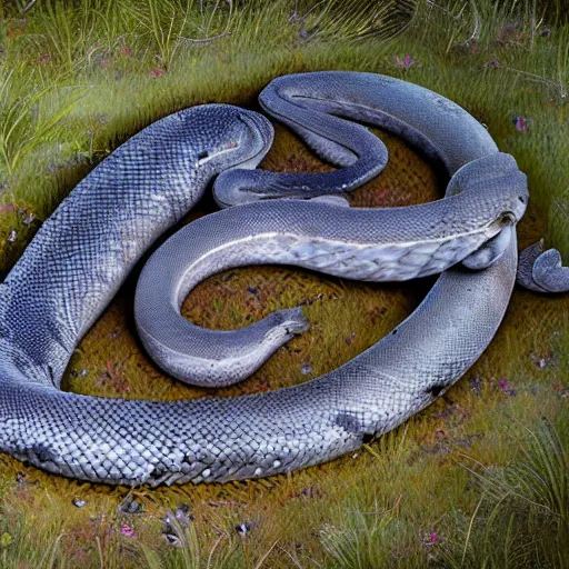 Prompt: big python pronounced dead, photorealistic, photography