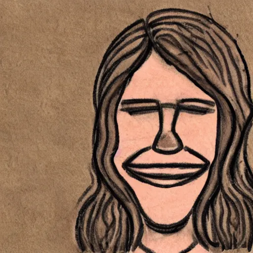 Image similar to sketch of a caucasian face, medium long hair, bad skin, skinny, oval head shape, smiling, climber, weed, mushroom