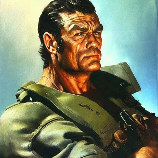 Image similar to ultra realistic portrait painting of magnum, art by frank frazetta, 4 k, ultra realistic, highly detailed, epic lighting