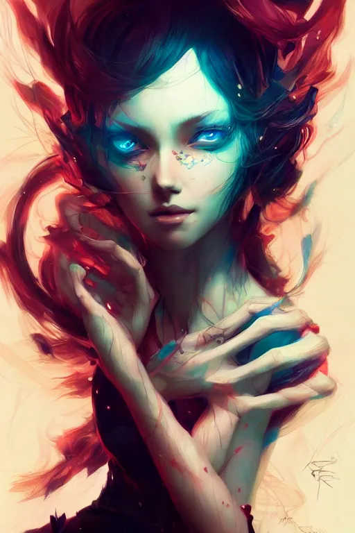 Image similar to a beautiful dream muse trapped in a nightmare, by android jones and guweiz and ross tran and ilya kuvshinov, trending on artstation