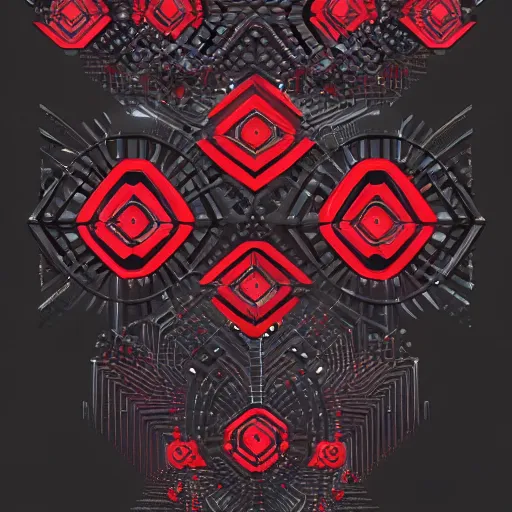 Prompt: 2 d generative art, detailed concept art painting art deco pattern black diamonds + red flowers and diamonds by beeple, exquisite detail