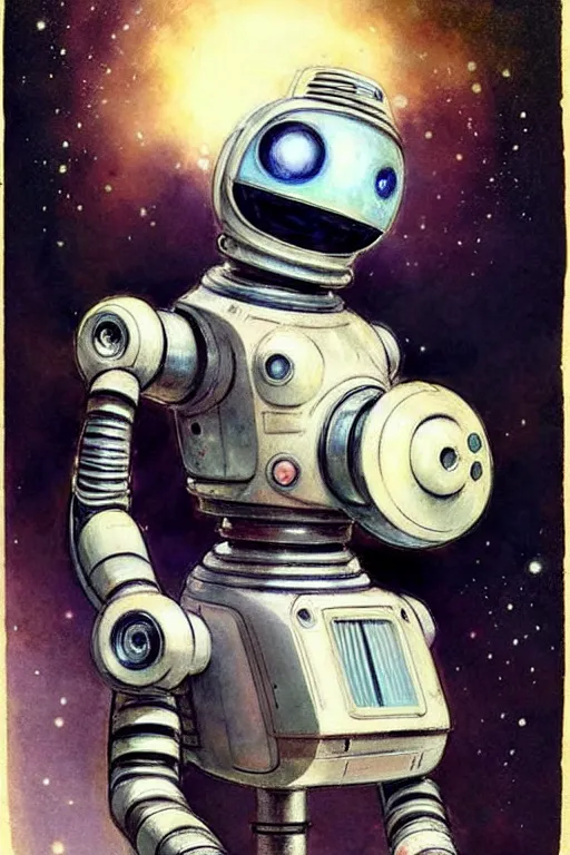Image similar to (((((1950s lost in space robot b9. muted colors.))))) by Jean-Baptiste Monge !!!!!!!!!!!!!!!!!!!!!!!!!!!