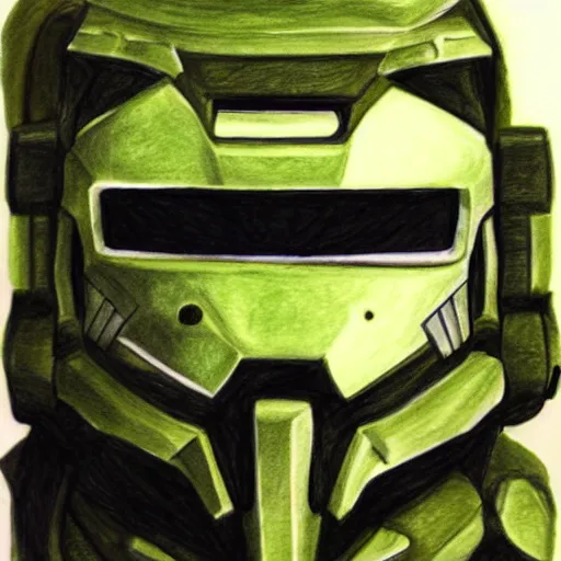 Prompt: master chief drawn with markers