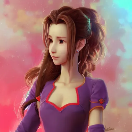 Image similar to aerith gainsborough by nick silva, ja mong, digital, trending artstation