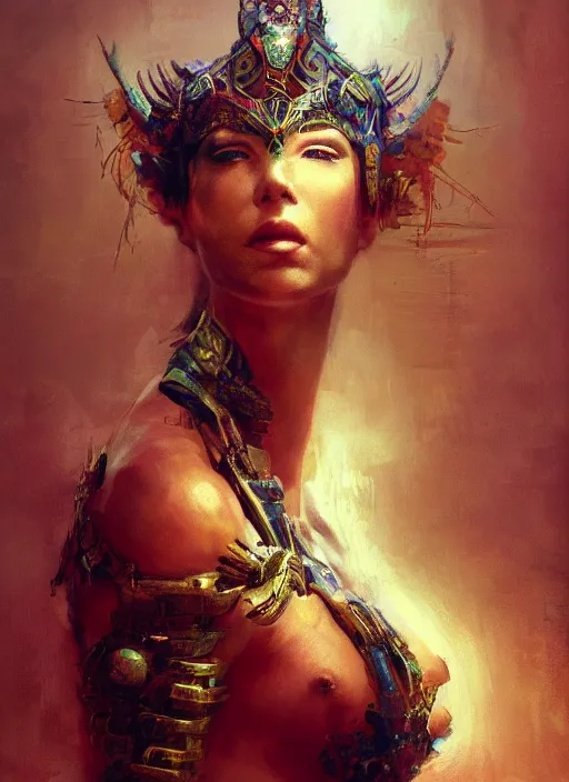 Image similar to amazon queen, intricate, elegant, highly detailed, vivid colors, john park, frazetta, sparth, ruan jia, jeffrey catherine jones