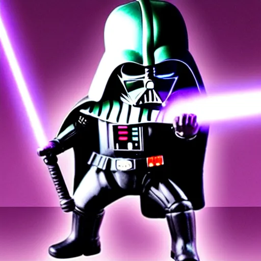 Image similar to darth vader with white armor and a purple lightsaber