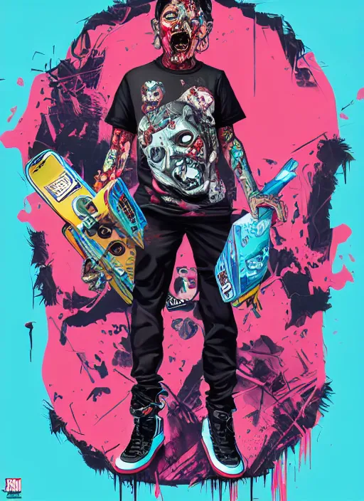 Image similar to zombie skater full body hiphop streetwear drip, tristan eaton, victo ngai, artgerm, rhads, ross draws