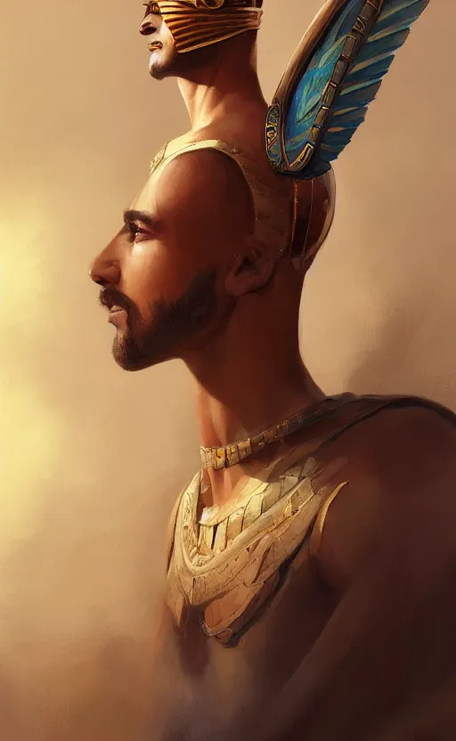 Image similar to An beautiful digital painting of an egyptian prince, by Stanley Artgerm Lau, frank frazetta, Rossdraws, James Jean, gerald brom, Andrei Riabovitchev, Marc Simonetti, and Sakimichan, trending on artstation, SFW version