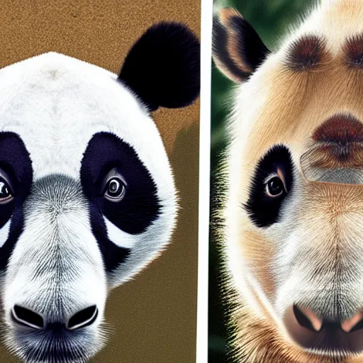 Image similar to a panda and giraffe mixture photorealistic