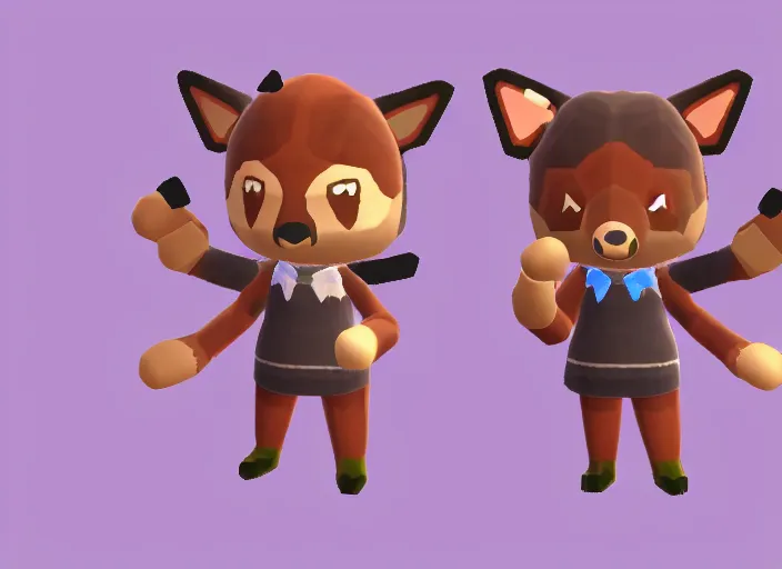 Image similar to a cute chibi werewolf animal crossing villager. animal crossing character. 3 d render, 3 d model rip, simplified design, symmetry, hq, artgerm, arstation,