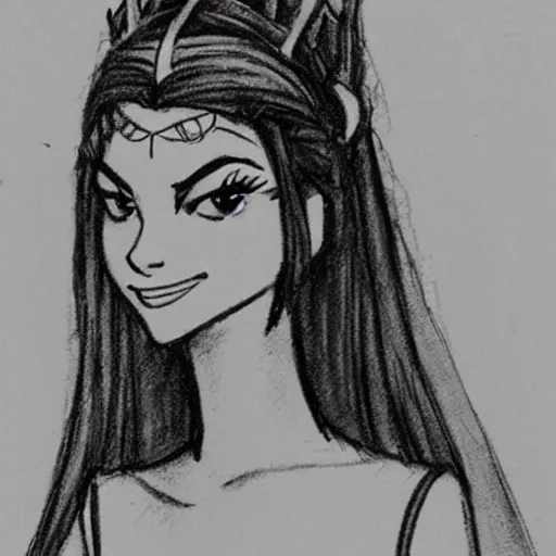 Image similar to milt kahl sketch of victoria justice with tendrils hair style as princess padme from star wars episode 3