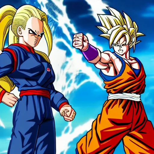 Prompt: android 1 8 vs goku