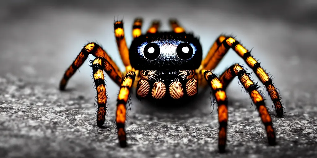 Prompt: a big scary spider. professional photograph, deep focus, 8 k