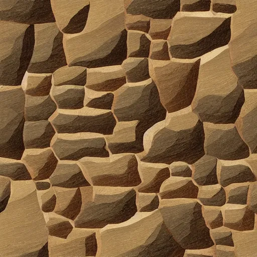 Prompt: masterpiece abstract intricate painting of detailed highly layered flat textured rocky field along a planer surface of rectangular shapes. highly geometric rectangular shapes with thin pencil rough sketch lines slanting down. isometric angles. beautiful use of light to create a sense of a stony landscape. using architectural brushwork and a rich earthy color palette, providing a mathematical rough sketch.