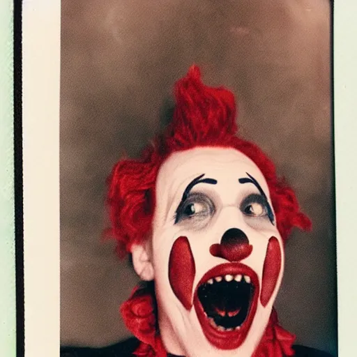 Prompt: Old polaroid photo of a Clown Vampire