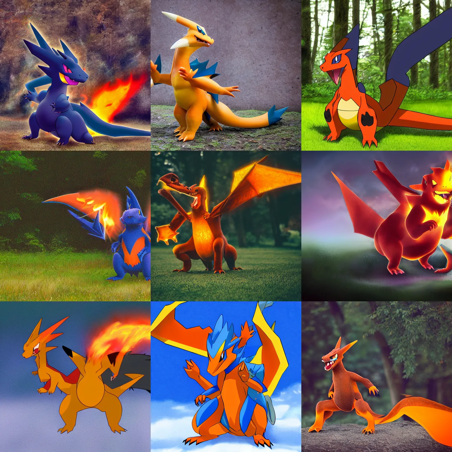 Prompt: The pokemon charizard as a real life animal, nature photography, outdoors