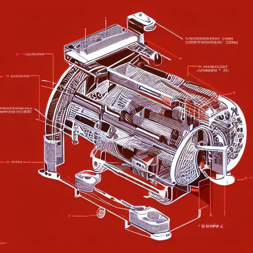 Image similar to exploded technical diagram of the most useless machine ever. highly detailed, vector drawing, very very precise, mechanical diagram, technical manual, 8 k, high resolution scan