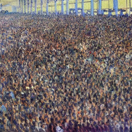 Prompt: the crowds at the black friday sales at walmart, intricate, highly detailed, sharp focus, art by claude monet