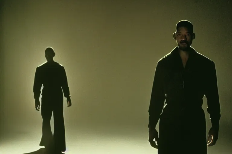 Image similar to will smith as a character from the matrix, cinematic, movie still, dramatic lighting,!! by bill henson!!