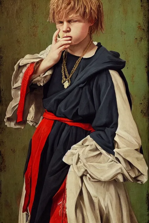 Image similar to portrait of yung lean renaissance style painting