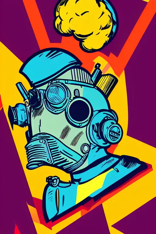 Image similar to fallout 7 6 retro futurist illustration art by butcher billy, sticker, colorful, illustration, highly detailed, simple, smooth and clean vector curves, no jagged lines, vector art, smooth andy warhol style