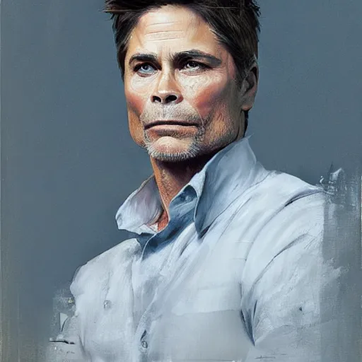 Prompt: rob lowe by ruan jia, portrait