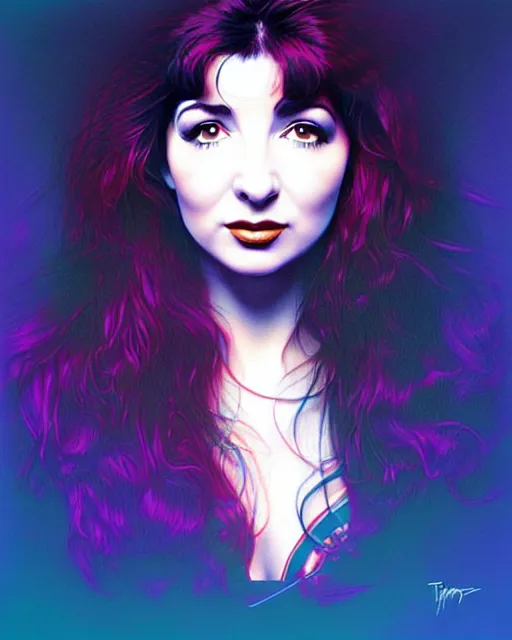 Image similar to richly detailed color illustration of young kate bush on album cover illustrated by artgerm and mina petrovic and timothy kong and marina federovna. 3 d shadowing