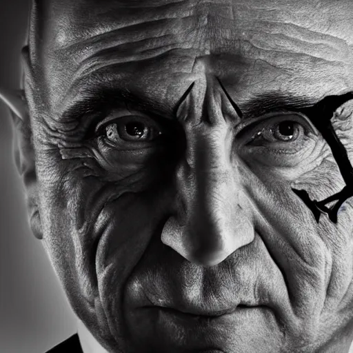 Image similar to avram glazer as the devil reincarnate, owner of manchester united football club, portrait, pure evil, devils horns, avram glazer, satan, hell, 8 k, hyperrealism, symmetry, cinematic lighting - h 1 0 2 4