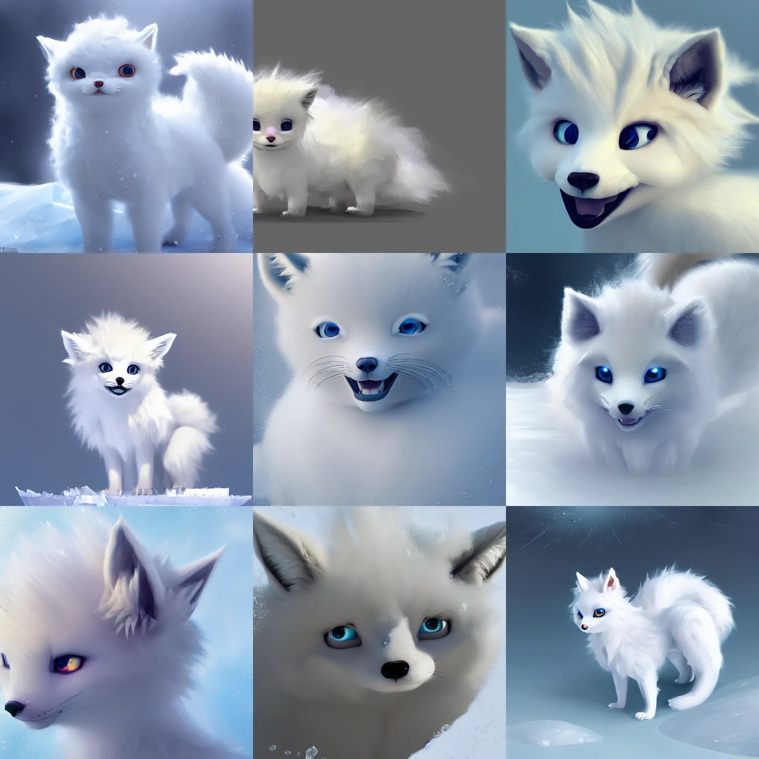 white furred vulpix frowning frozen in an ice floe, | Stable Diffusion ...