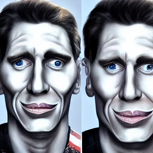 Image similar to Caricature portraits done of Jerma, realistic, hyperrealistic, very realistic, highly detailed, very detailed, extremely detailed, detailed, oil painting, digital art, trending on artstation