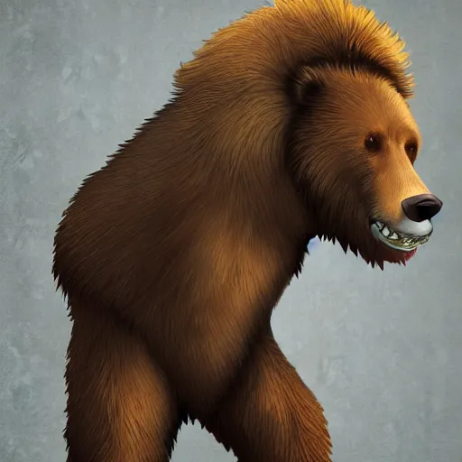 Image similar to an anthropomorphic bear creature standing menacingly, highly detailed digital art