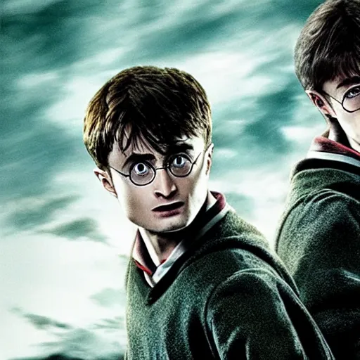 Prompt: Daniel radcliffe as harry potter, epic wide shot, cinematic shading, directed by Christopher Nolan,