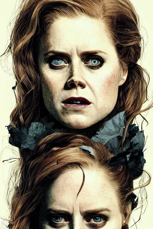 Prompt: amy adams in sleepy hollow, full body, big two toned eyes, teeth gritted, horror, intricate details, cinematic, epic, realistic, anatomy, tomer hanuka, uplight, artstation, photorealistic, scary