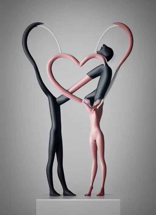 Image similar to perfectly centered symmetrical balanced male and female portrait of man and woman in love sharing one heart. art by santiago calatrava, high coherence ; 3 d render 8 k octane ultra hd