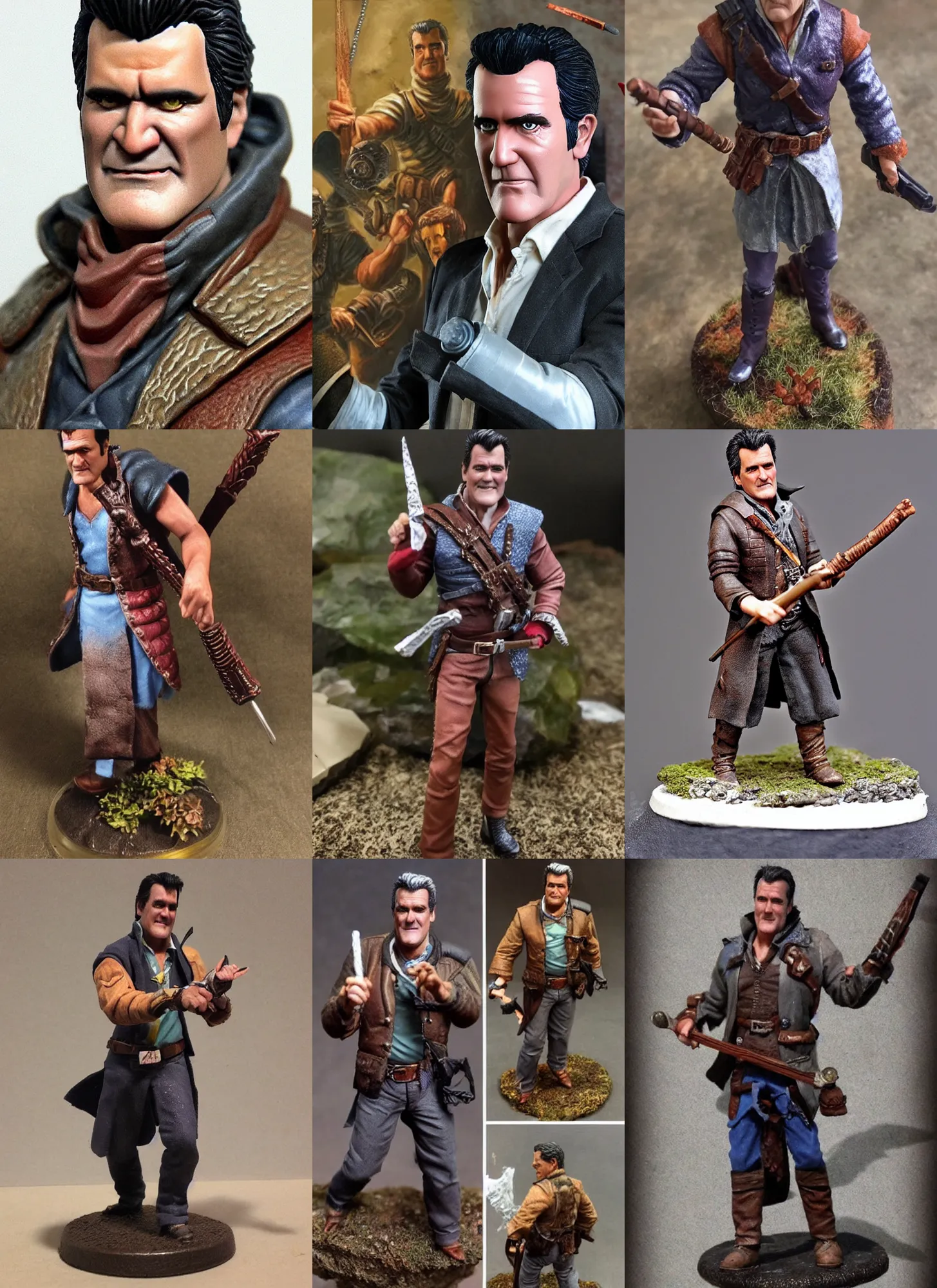 Prompt: realistic miniature d & d style bruce campbell