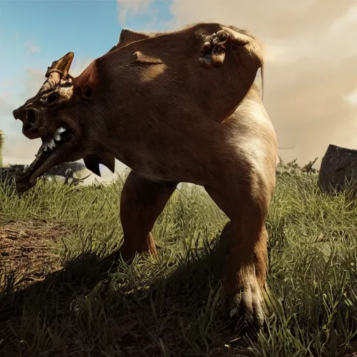 Image similar to warpig, unreal engine, hyperrealistic