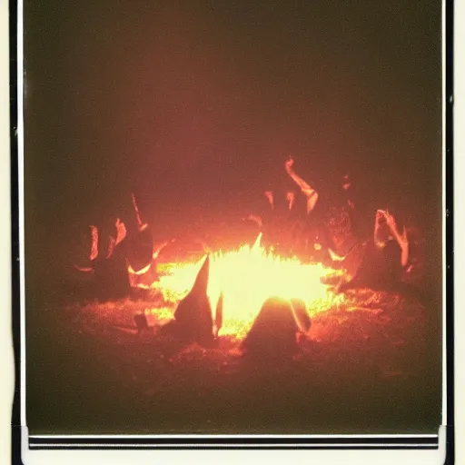 Prompt: a dark scenery of a demonic summoning ritual gone terribly wrong, polaroid pic by realistic horrors