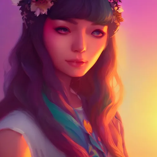 Image similar to portrait of a beautiful hippie, art by lois van baarle and ross tran and sam yang and ilya kuvshinov and guweiz, digital art, high detail, sharp focus, unreal engine 5, trending on artstation, deviantart, pinterest, 4 k uhd image