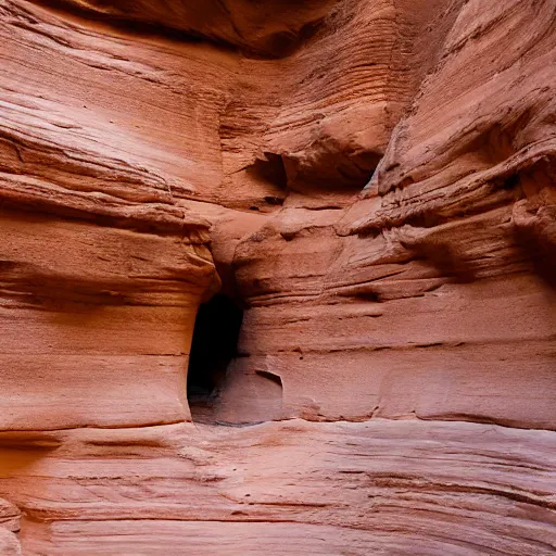 Image similar to A temple of sandstone built into the side of a canyon.