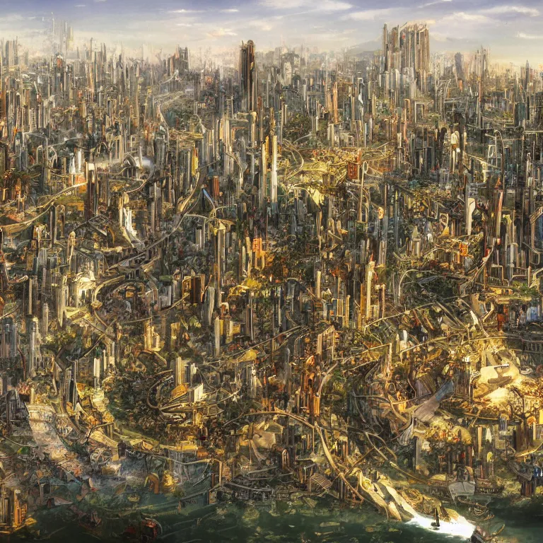 Image similar to a city inspired by ecology and science fiction by blanchard, antoine