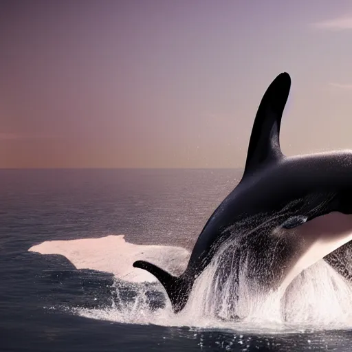 Prompt: killer whales killing white shark, realistic, 4k, octane render