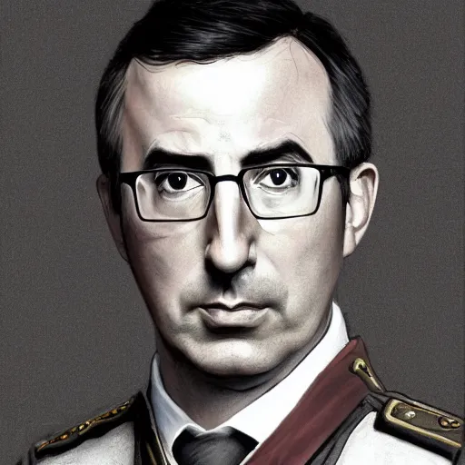 Image similar to portrait of stoic looking john oliver as in the vigo carpathian painting, military uniform, fantasy, intricate, elegant, beautiful, highly detailed, charcoal, centered, dark, smokey, full body,, 4 k, digital painting, artstation, concept art, smooth, sharp focus, illustration, art by artgerm and greg rutkowski and alphonse mucha