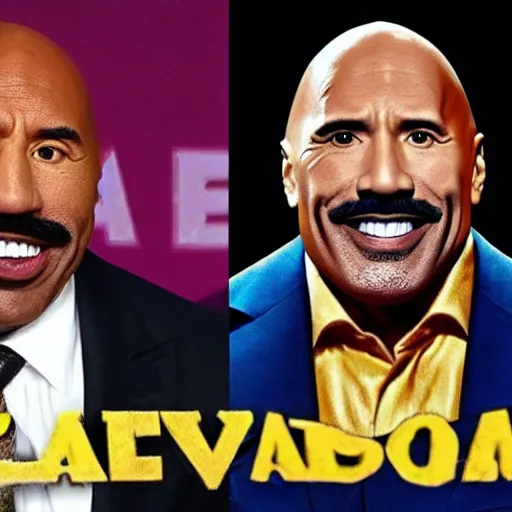 Image similar to Steve Harvey playing a Dwayne Johnson cosplay